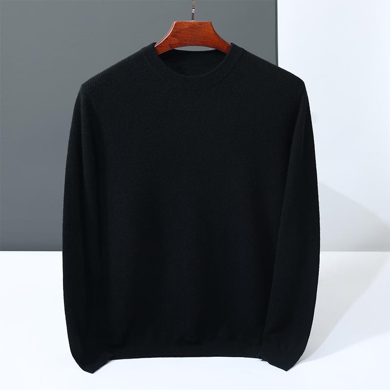 Jacquard cashmere sweater solid color versatile pullover sweater new soft waxy cashmere sweater men's