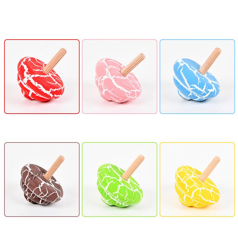 10Pcs/Bag Gyroscope Toys Educational Game Wooden Gyro Toys Manual Wooden Rotate Gyro Stress Relief Spinning Top Toy Desktop Toys