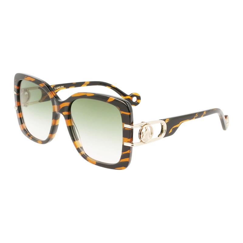 Lanvin Brand Logo Acetate Square Sunglasses Women s Tiger Stripe LNV624S 236 коричневый