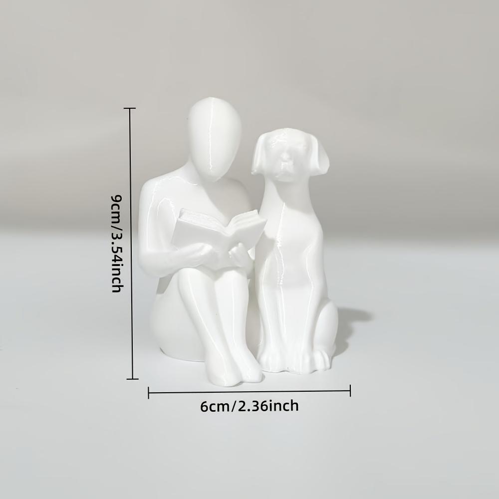 Eternal Friendship: People Reading Books and Puppies Sculpture, Suitable Living Room, Car, Study/Bookshelf Gift for Friends