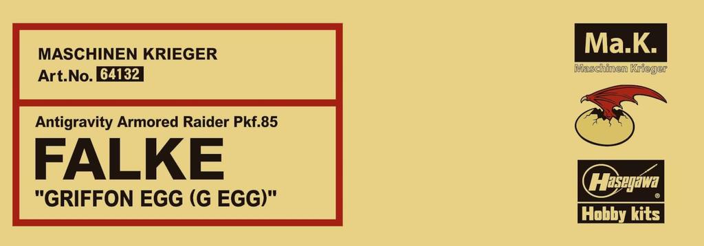 Hasegawa Maschinen Krieger Armored Fighter Falke Egg Scale Plastic Model Kit 64132 Anti-Gravity Pkf.85 “Griffon (G EGG)” 1/20