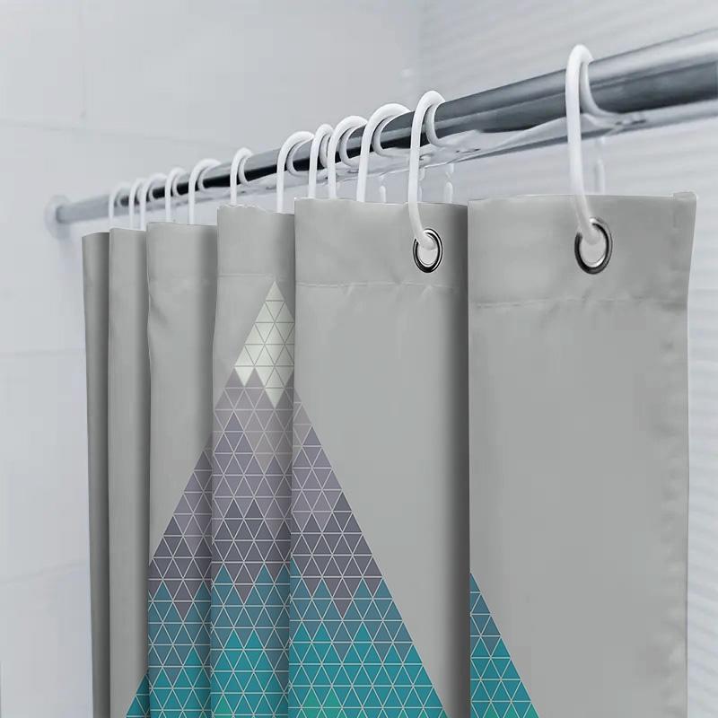 Geometric Triangle Shower Curtain Abstract Modern Waterproof Bathroom Decor Set Liner
