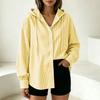 Women's Long Sleeve Hooded Shirt, Striped Loose Fit Casual Blouse