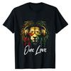 Rasta Reggae Löwe von Juda Jamaikanische Musik Rastafari One Love T-Shirt 100% Baumwolle Rundhals Kurzarm Sommer Lässig Herren T-Shi...