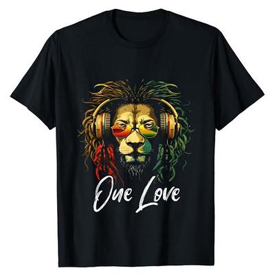 Rasta Reggae Lev Judy Jamajská Hudba Rastafari One Love Tričko 100% Bavlna Kulatý Výstřih Krátký Rukáv Letní Ležérní Pánské Tričko...