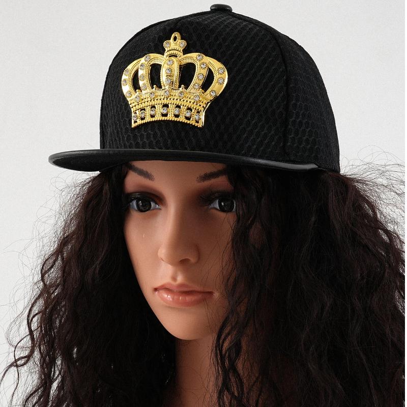 Men's and Women's Couple Hat Metal Crown Jewel Water Diamond Grid Baseball Hat