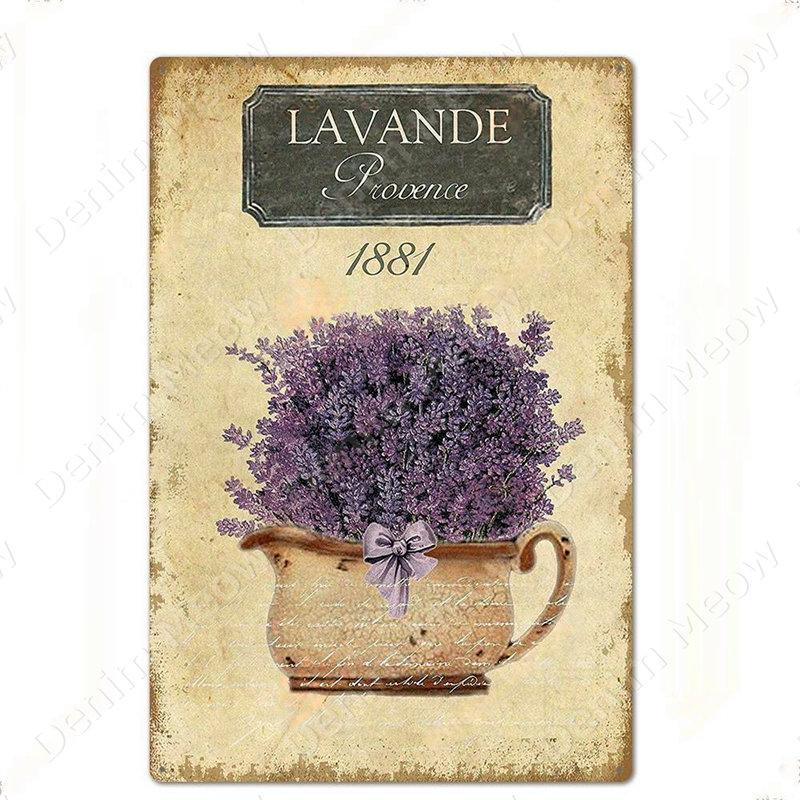 Blumen Retro Metallschild für Hinterhof Schlafzimmer Dekorationen, Rosen Wandkunst Poster, Lavendel Vintage Blechschild, Liebesgeschenk für Frau
