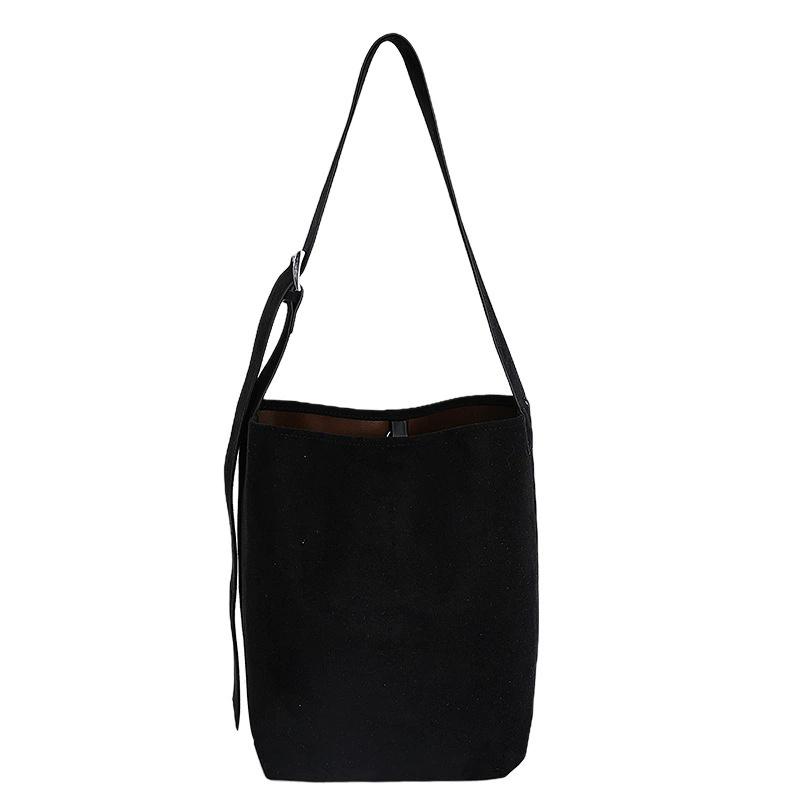 Women's Vegan Suede Bucket Bag Soft Large Capacity Shoulder Bag with Adjustable Strap for Daily Use