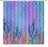 Mermaid Shower Curtain Blue Pink Mermaid Scales Ocean Coral Girls 3D Fabric Bathroom Decor Curtain With Hooks,70X70(Wxh) Inches