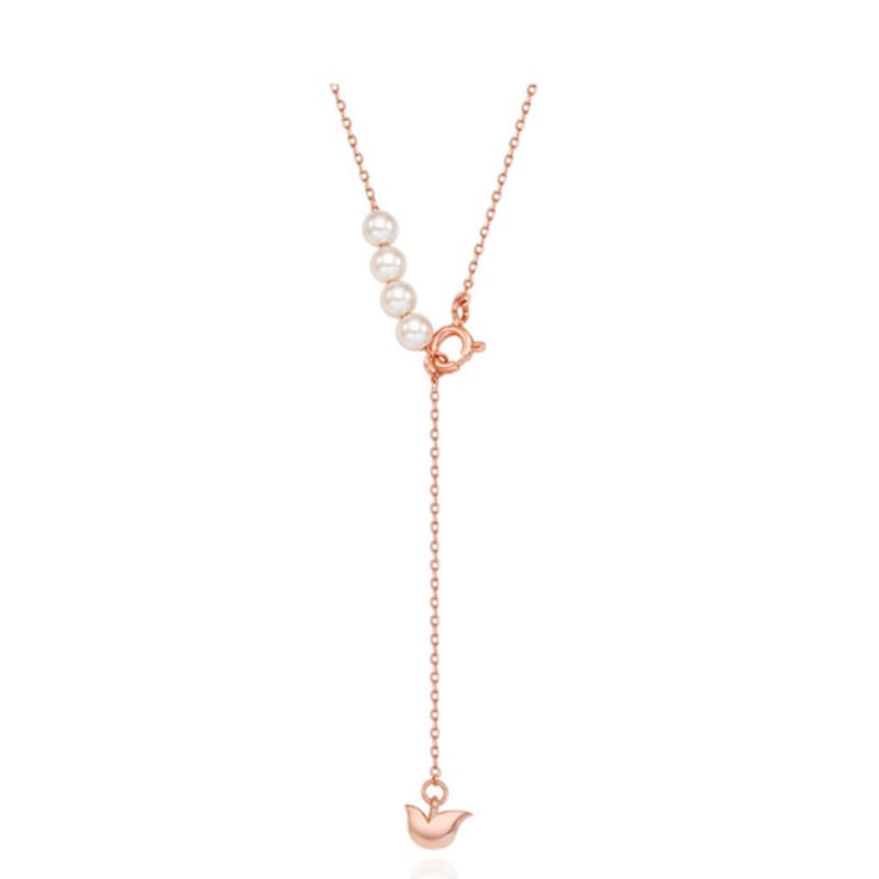 

Tirr Lirr Drop Pearl Tulip Chain Silver Pink Necklace TNSSVP13996M single type