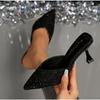 Summer New Pointed High Heels Women's Muller Shoes Transparent Water Diamond Sexy Fashion Thin Heel Women's Sandals