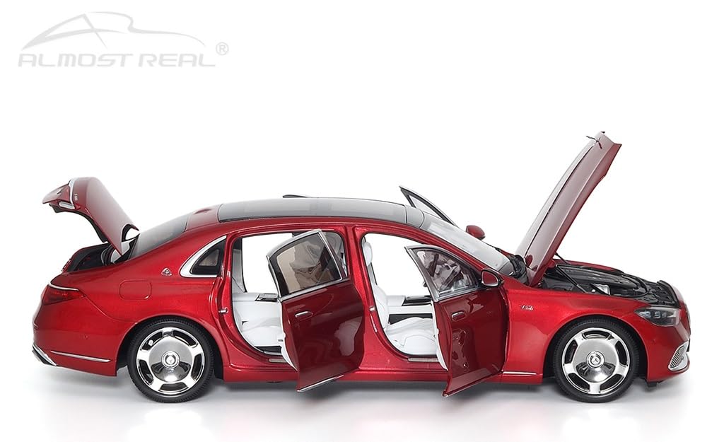 Téměř skutečný Maybach 2021 Patagonia Red Scale dokončený tlakově litý vůz 820119 S-Class – 1/18
