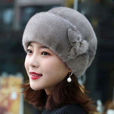 Elegante Frauen Winter Hut Russische Blumen Dekor Verdickt Warme Einfarbig Herbst Winter Thermische Mittleren Alters Kappe Für Outdoor