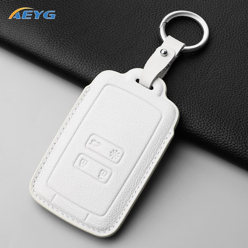 Leren Autosleutelhoes Cover Shell Voor Renault Koleos Kadjar Captur Megane Talisman Espace Clio Zoe Scenic 4 Arkana Dacia Sandero white