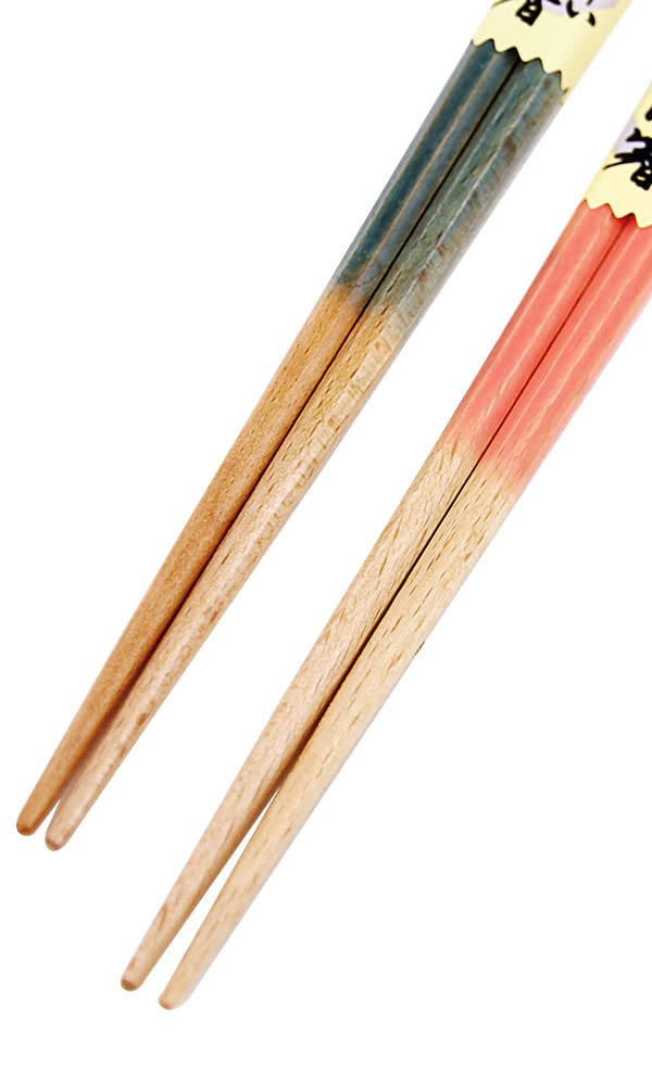 Married Couple Chopsticks Octagonal Blur Blue Pink Design with Paulownia Box and Wrapping Wedding Gift Marriage Newlyweds Registration Wedding Couple