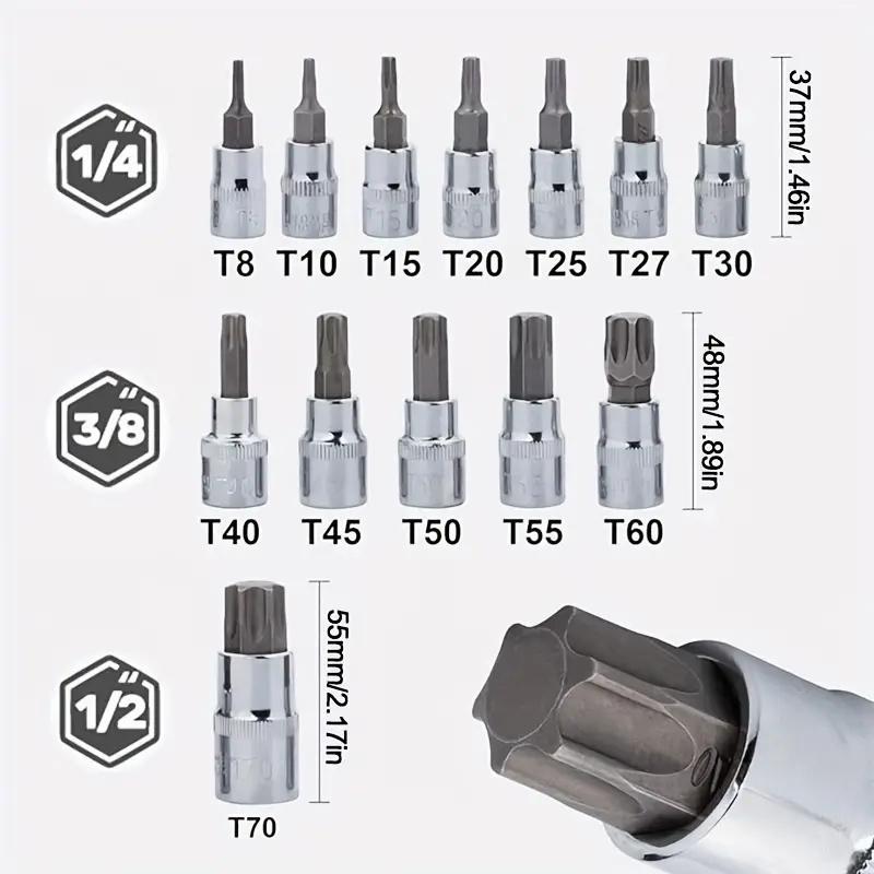 Set di 13 bussole Torx con inserti a stella T8-T70 Kit di attrezzi manuali multifunzionali per lavori meccanici con custodia