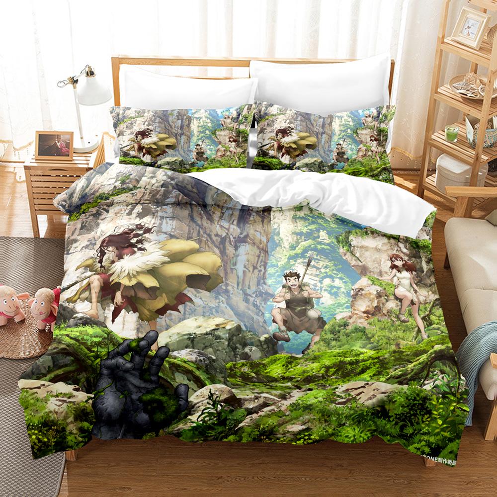 3D Dr.Stone Bedding Sets Duvet Cover Set With Pillowcase Twin Full Queen King Bedclothes Bed Linen