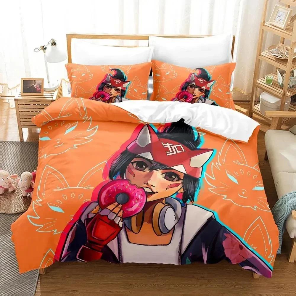 3D Print Kiriko Heads Overwatch 2 Bedding Set Duvet Cover Bed Set Quilt Cover Pillowcase Comforter king Queen Size Boys Adult