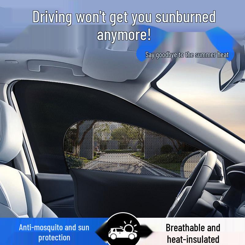Car Window Sunshade & Anti-Mosquito Mesh Curtain for Privacy and Insect Protection