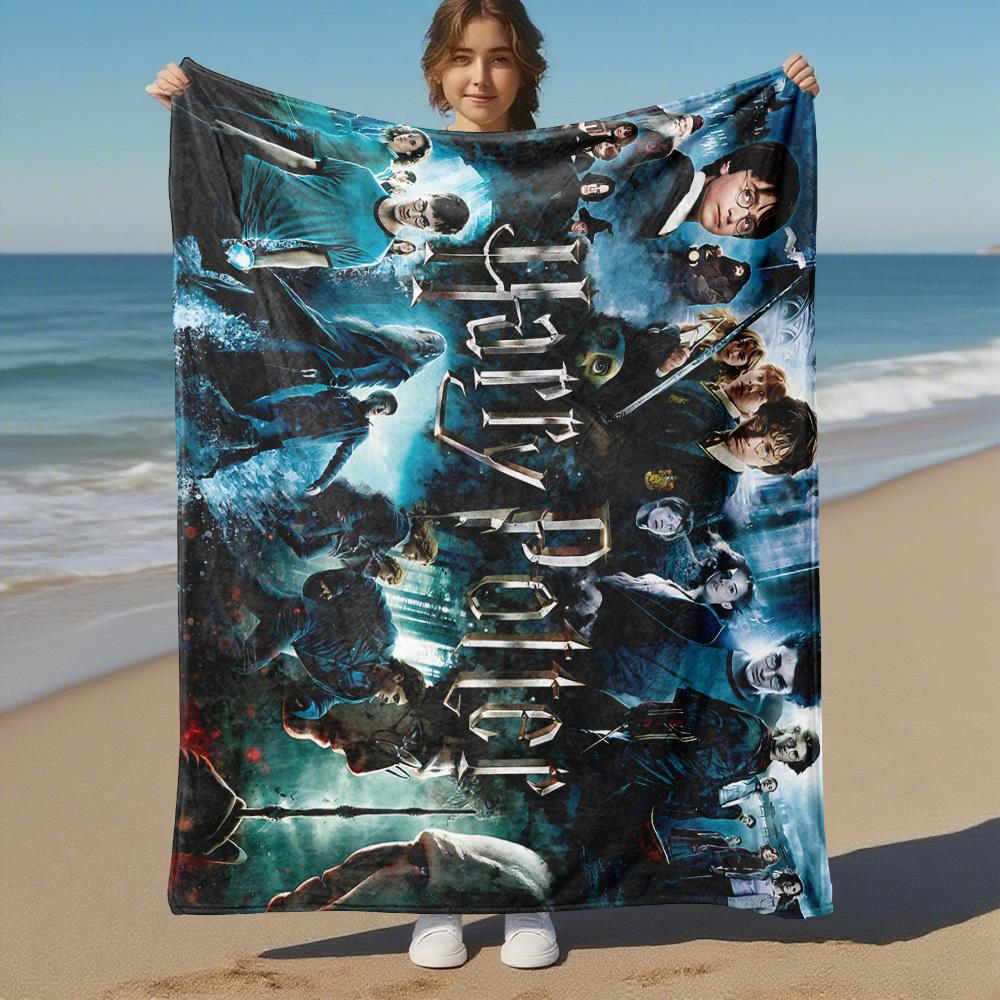 1pc Harry Potter, Hogwarts, Magic Outdoor Blanket - Throw Blanket, Soft , Flannel Blankets, Living Room, Travel, Camping-1102101