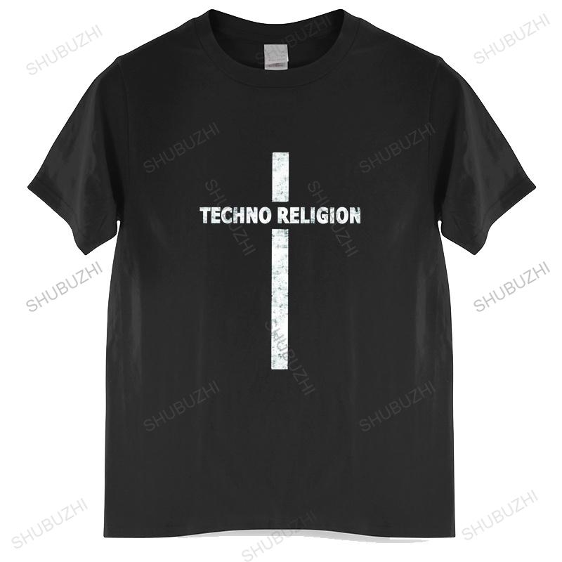 

Cool Streetwear Men T Shirt Techno Music Tshirt Short Sleeve Cotton Tshirt Retro Fashion Summer Religion Cross Tee Top Clothing S