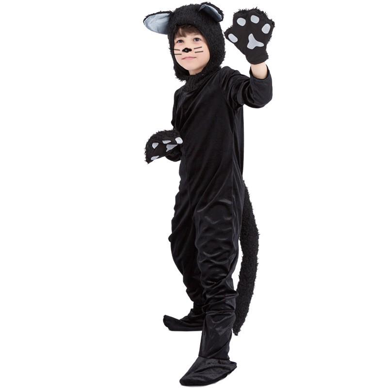 Dětský kostým kočky na Halloween Sada s rukavicemi návleky na nohy Cosplay Párty Scénické vystoupení