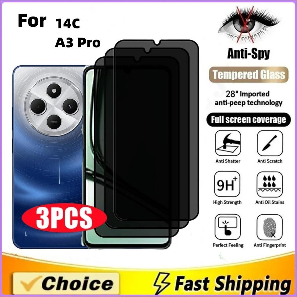 3-5Pcs Privacy Screen Protector for Redmi 14C A3 Pro Mobile Phone Screen Tempered Glass Protector Anti-Peep Explosion Protective Case