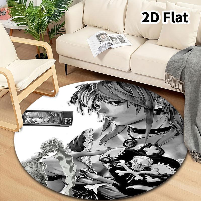 Death Note Round Area Rug Carpet Rug For Living Room Bedroom Sofa Playroom Decor Nonslip Floor Mat