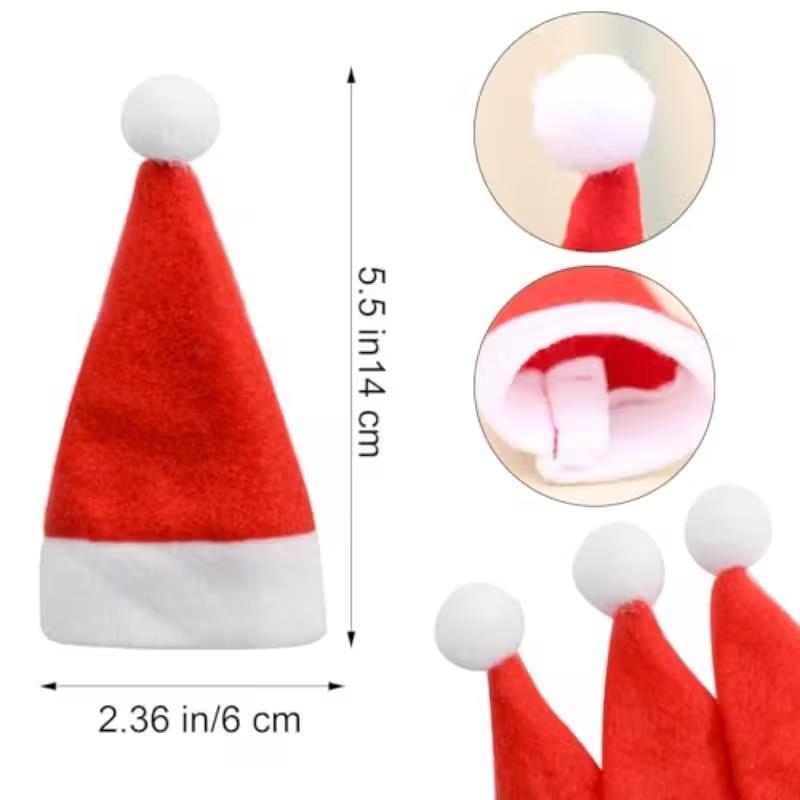 10-50Pcs Mini Christmas Hat Cutlery Tableware Holders Fork Knife Cutlery Bag Christmas New Year Party Home Table DIY Decoration