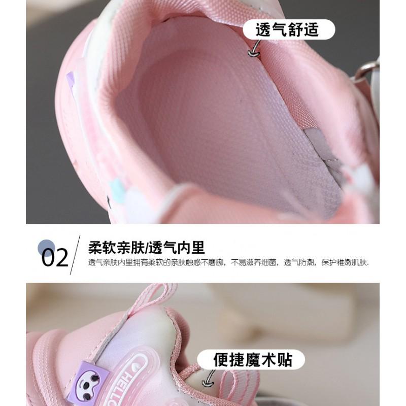 Glowing Kids Sneakers Girls Boys Soft Rubber Sole Anti-Slip Cartoon Princess Shoes With Closure