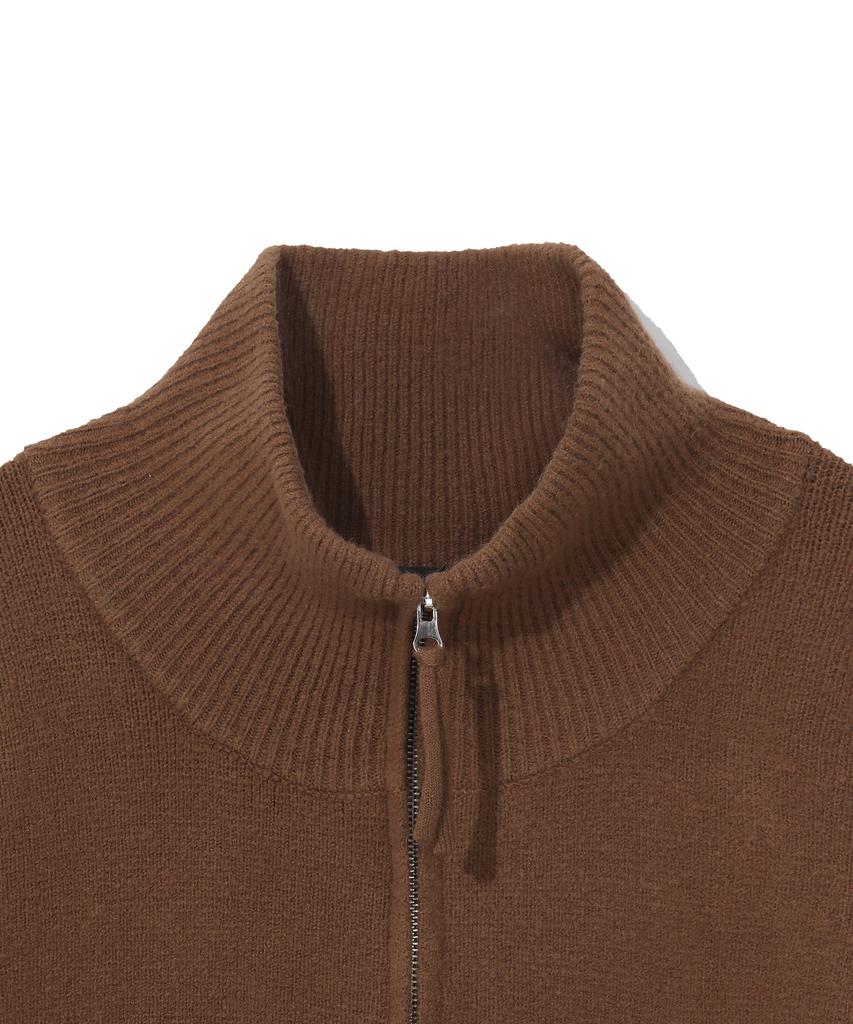 BEENTRILL Essential Turtleneck Two-Way Knit Zip-Up (Camel)