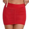Womens Bodycon Mini Skirt Ruched Elastic Bands Semi Sheer Hip Wrap Lingerie Skirt