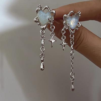 Irregular Heart Tassel Star Earrings Women Creative Design Senior Sense of Fashion Personality Earring Y2K Trendy Party Jewelry Gift Stud Earrings