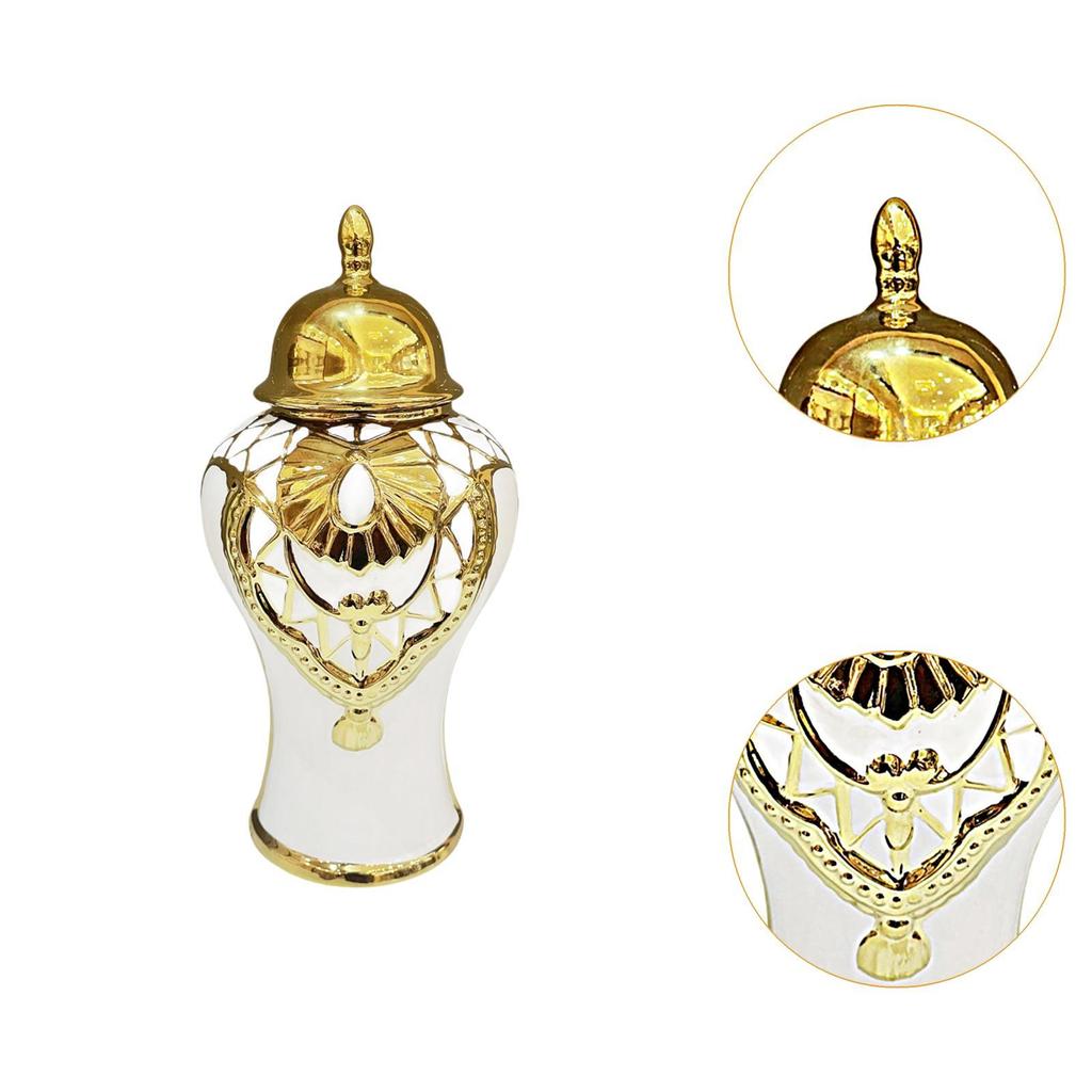 Ceramic Ginger Jar Vase Porcelain Canister Container Ornament with Lid for Centerpiece Display