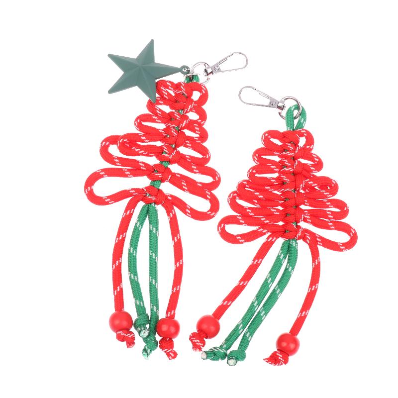 Hand-Woven Christmas Tree Keychain Trendy Creative Braided Rope Keyring  Bag Pendant Hanging Decoration For Xmas Gifts