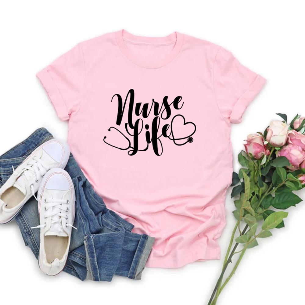 Nurse Life TShirt Registered Nurse Tshirt Gift for Nurse Women Tshirts Short Sleeve Graphic T Shirts Nursing Tee Casual Tops