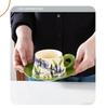 Retro Floral Ceramic Coffee Cup & Saucer Set with Gift Box - Elegant Water Cup Souvenir