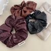 Advanced Sense Pu Leath Retro Round Elastic Scrunchie Simple Fashion Fold Large Hair Rope Hair Accessories