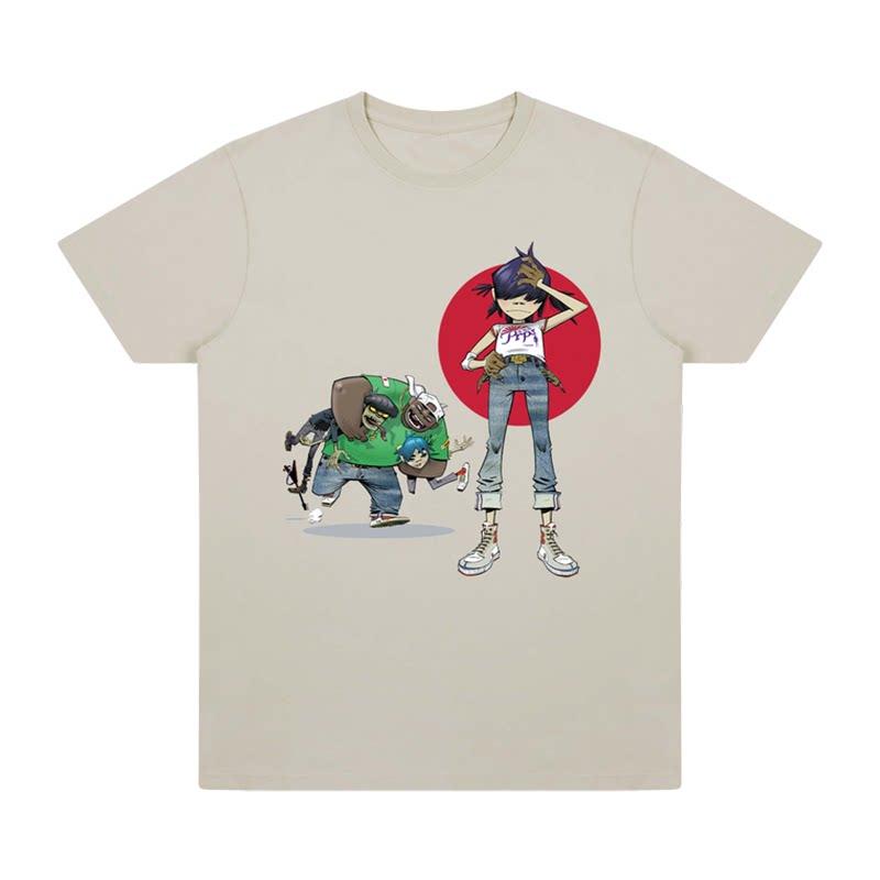 Summer (Virtual Band) Gorillaz Hip-Hop American Retro Polyester Casual Short-Sleeved Round-neck T-Shirt
