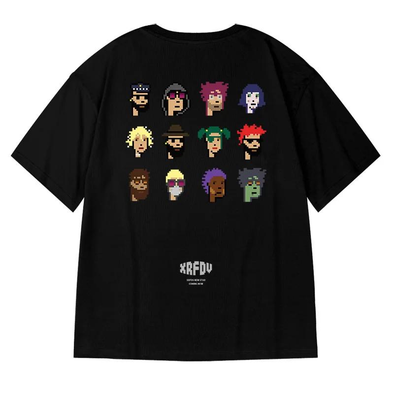 Streetwear Harajuku Summer Cartoon Cat Print T-Shirts Vintage Version Trend Casual Clothes Hip Hop Creative T Shirts y2k