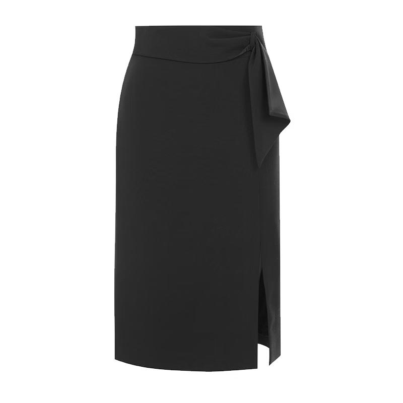 

LANGZI High-Waisted Black Slit Midi Pencil Skirt M