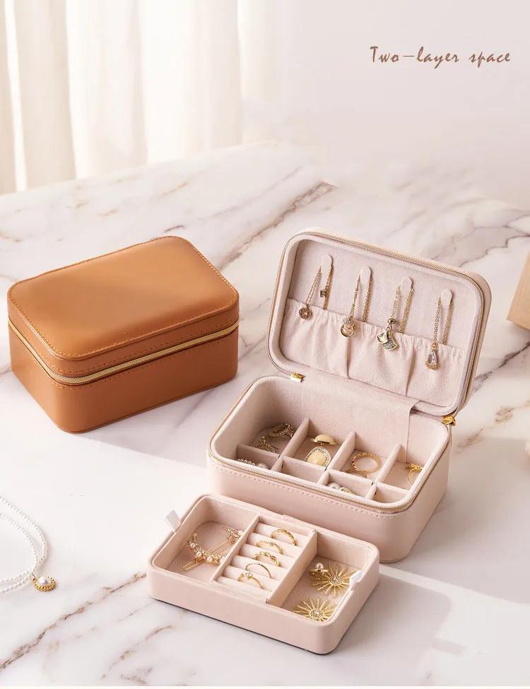 Jewelry Organizer Box Premium PU Leather Storage Case Travel Jewelry Box Portable Travel Case Display Storage Holder Boxes