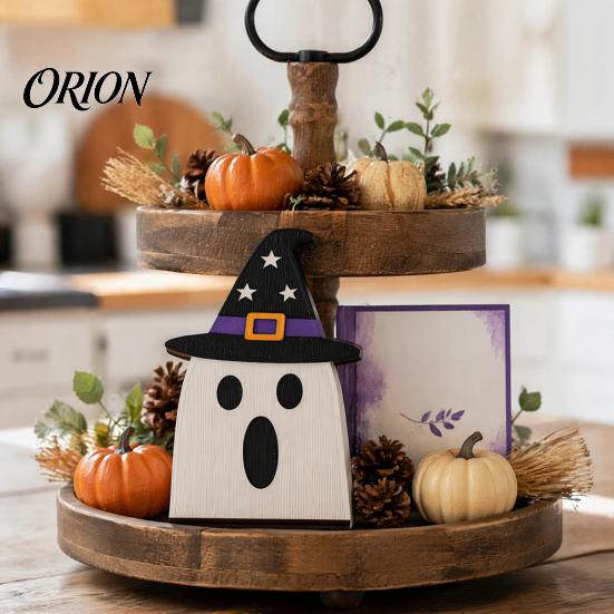 Holiday Home Accent Decor Halloween Wooden BOO Decoration for Tiered Trays, Creative Decorative Boo Wood Letters Solid Tabletop Centerpieces