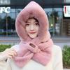 Women's Winter Plush Fox Hat & Scarf Combo - Warm, Trendy, and Versatile Hooded Design
