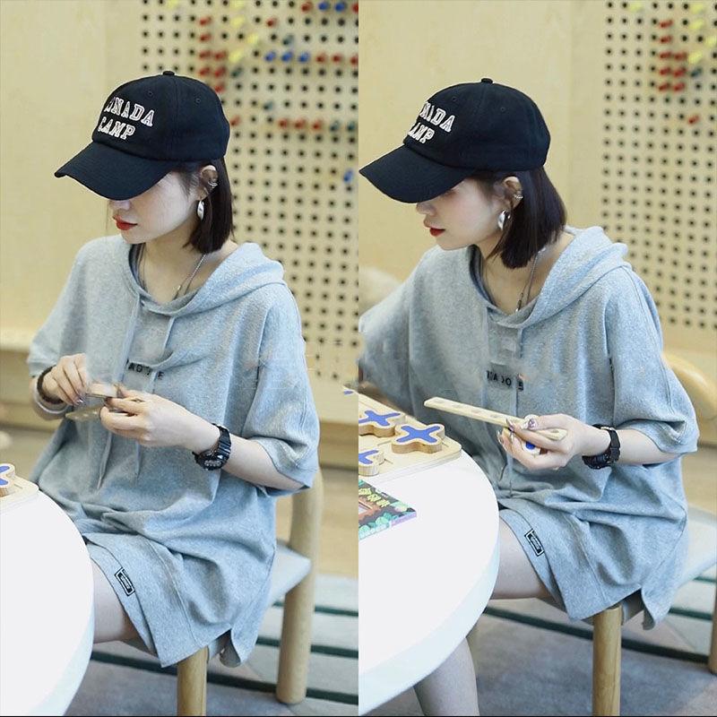 Women's Casual 2-Piece Set Loose Hooded Short Sleeve T-Shirt + Shorts Summer Loungewear Streetwear
