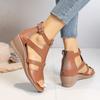 Spring and summer new large size wedge heel women's sandals hollowed out with sandals