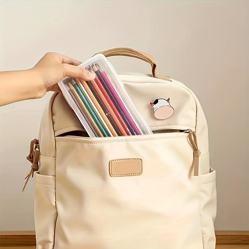 Transparent Storage Box Large Capacity Stationery Organizer Plastic Pencil Holder Clear Art Supplies Container School Office Accessories