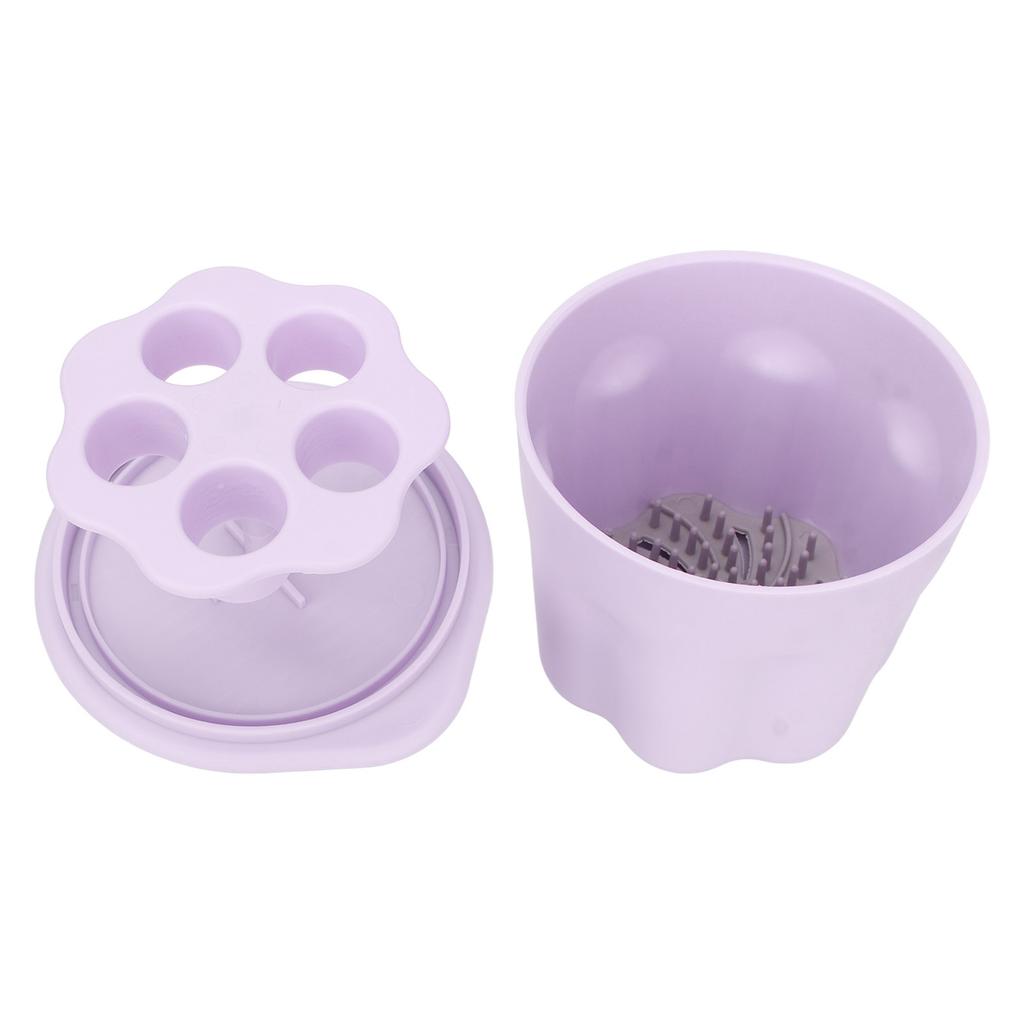 Makeup Brushes Cleansing Box Soft Silicone Nail Art Brushes Washing Tool with Drying Rack Purple