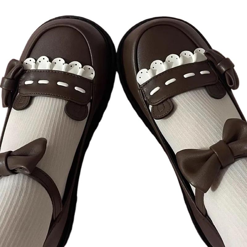 British Style Lolita Shoes Bow Round Head Japanese Mary Jane Lolita Flat Women's Shoes Retro Jk Single Shoes