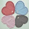 Placemats Dining Table Korean Plaid Red Blue Heart-Shaped Placemat Water Cup Mat Cute Pleated Lace Mat Fabric Coaster Dining Mat